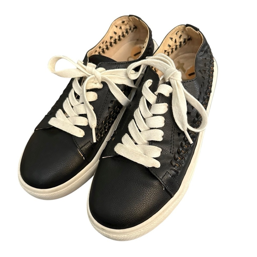 Sam Edelman Raina Lace-Up Sneakers Black White 7 - Picture 6 of 12